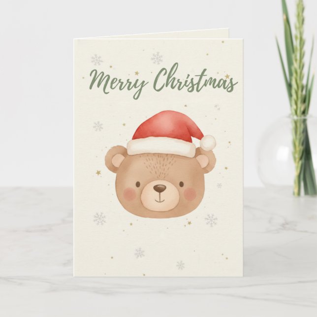 Tarjeta del oso de Feliz Navidad (Anverso)
