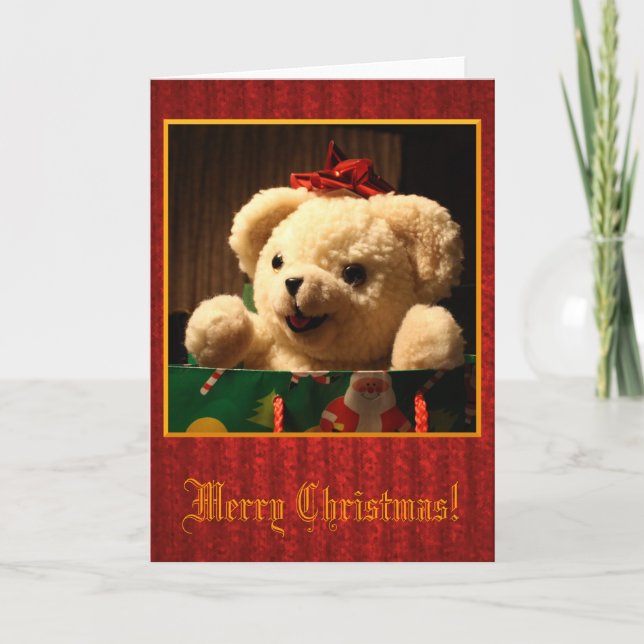 Tarjeta del oso de peluche del navidad (Anverso)