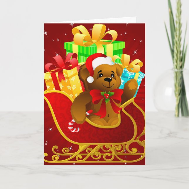 Tarjeta del oso de peluche del navidad (Anverso)