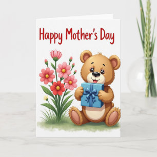 Tarjeta del oso del día de la madre feliz