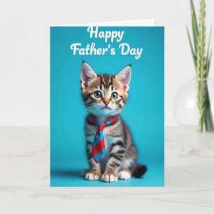 Tarjeta del Padre Gatito con Corbata a Rayas