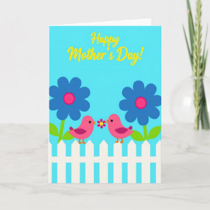 Tarjeta del Pájaro de la Flor de Azure