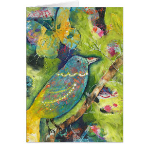 Tarjeta del pájaro y de la mariposa