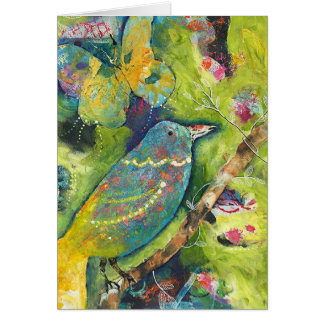 Tarjeta del pájaro y de la mariposa