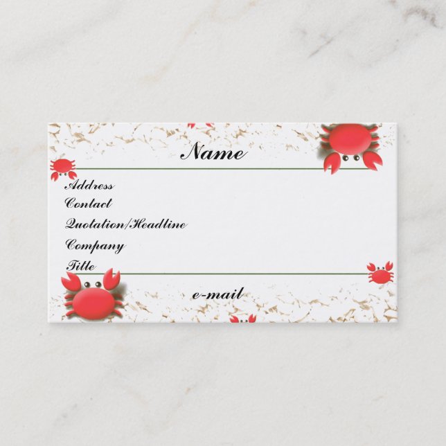 Tarjeta del perfil de la playa de los cangrejos (Anverso)