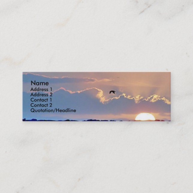 Tarjeta del perfil de la puesta del sol de la (Anverso)