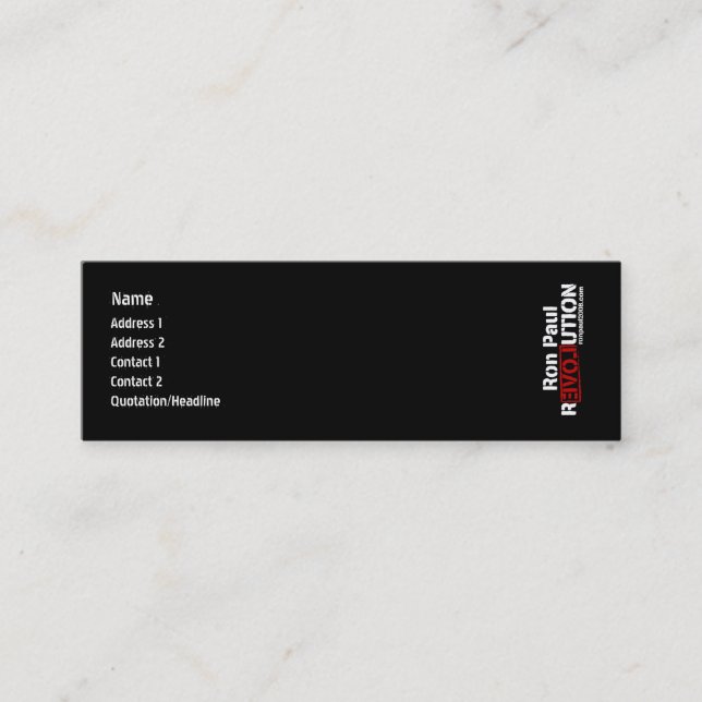 Tarjeta del perfil de la revolución de Ron Paul (Anverso)