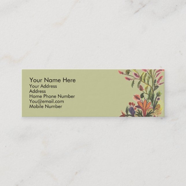 Tarjeta del perfil de las flores del bonito (Anverso)