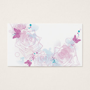 Tarjeta del perfil de los rosas y de las mariposas