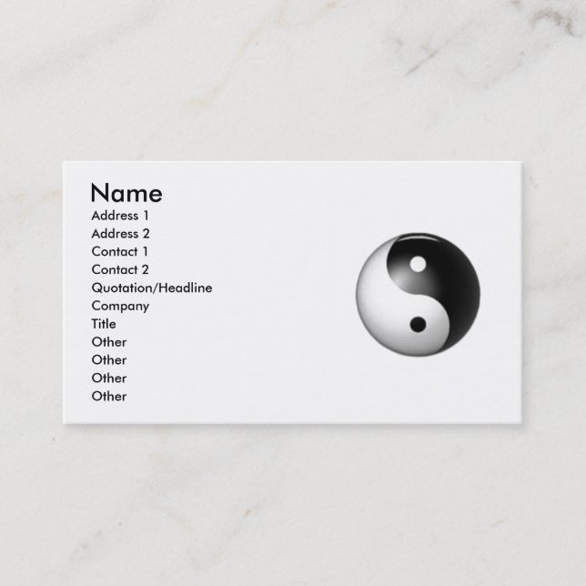 Tarjeta del perfil de Yin y de Yang (Anverso)