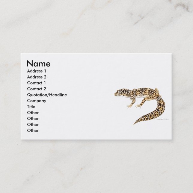 Tarjeta del perfil del Gecko del leopardo (Anverso)