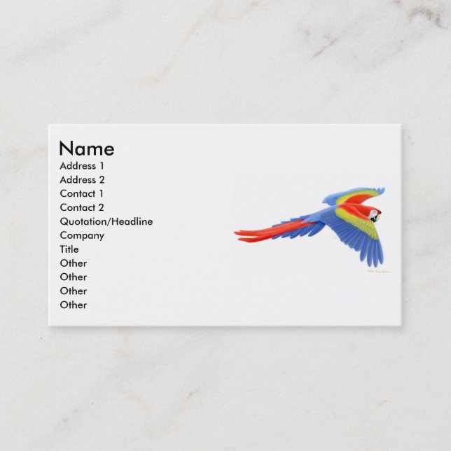Tarjeta del perfil del Macaw del escarlata (Anverso)