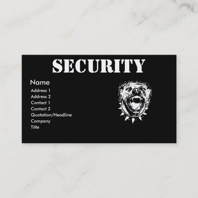 Tarjeta del perfil del negocio de seguridad (Anverso)