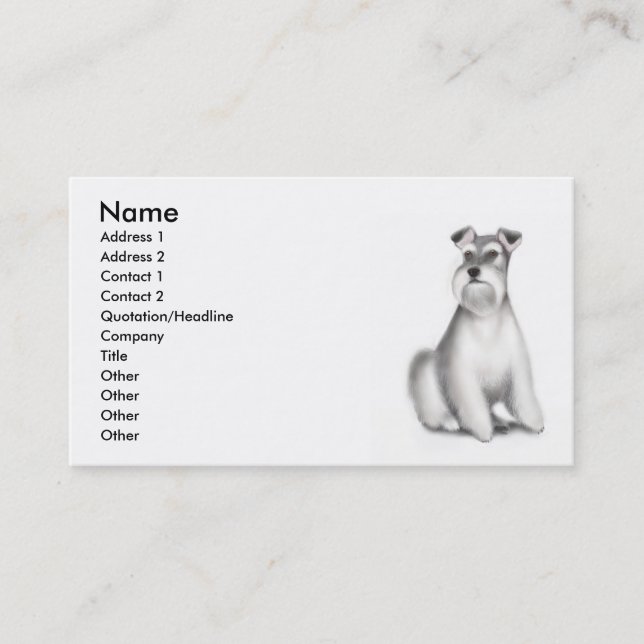 Tarjeta del perfil del perro del Schnauzer (Anverso)