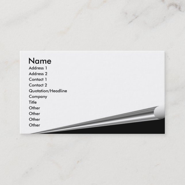 Tarjeta del perfil del rizo de la página blanca (Anverso)