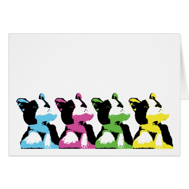 Tarjeta del perrito del arte pop (Anverso (Horizontal))