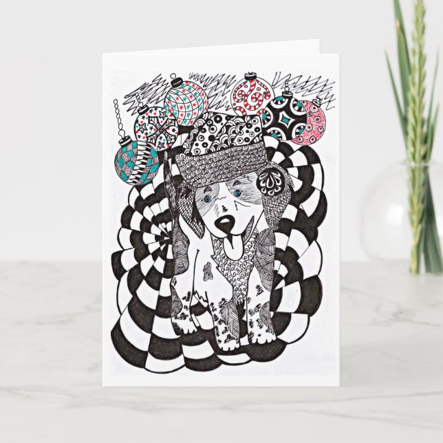 Tarjeta del perrito del navidad (Anverso)