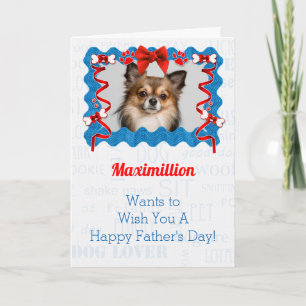 Tarjeta Del perro en el día del padre en azul y rojo