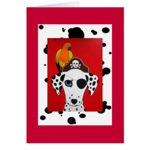 Tarjeta del perro y del loro del pirata de