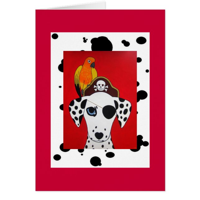 Tarjeta del perro y del loro del pirata de (Frente)
