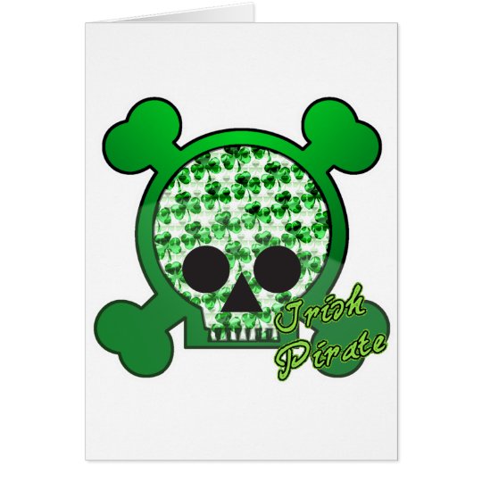 Tarjeta del pirata cráneo irlandés skully
