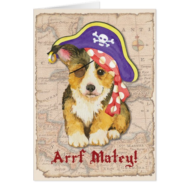 Tarjeta del pirata del Corgi Galés del Pembroke (Frente)