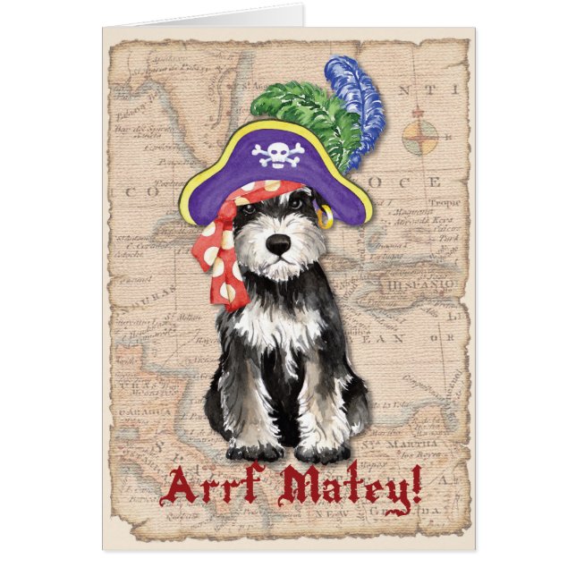 Tarjeta del pirata del Schnauzer miniatura (Frente)