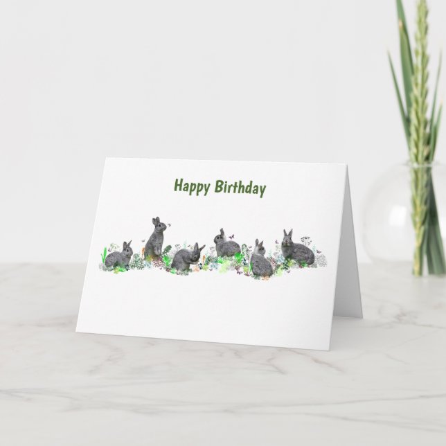 Tarjeta del prado del conejito (cumpleaños) (Anverso)