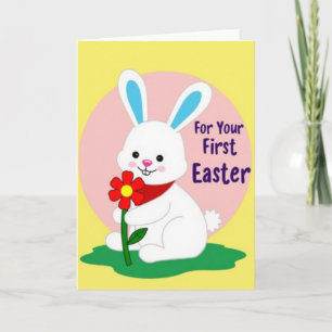 Tarjeta del primer amigo conejito de Pascua