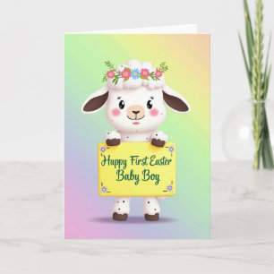 Tarjeta del primer bebé niño en Pascua