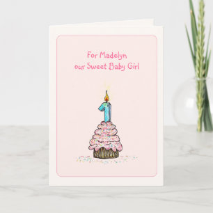Tarjeta del primer cumpleaños de la hija