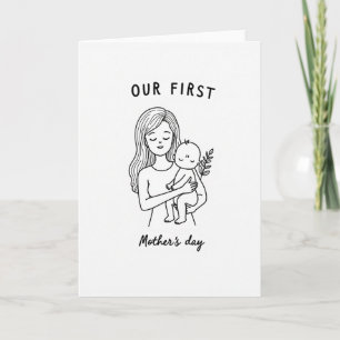 Tarjeta del primer día de la madre a rayas
