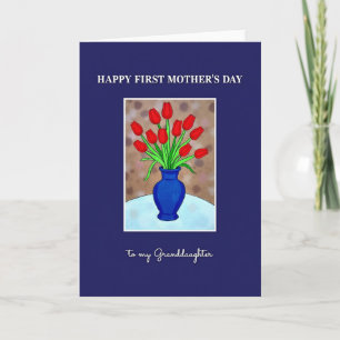 Tarjeta del primer día de la madre con tulipanes