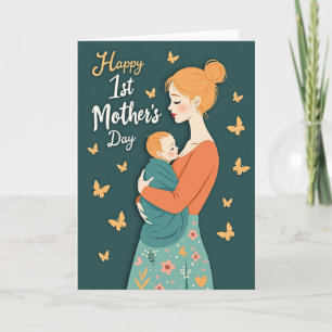 Tarjeta del primer día de la madre para mamá de ca