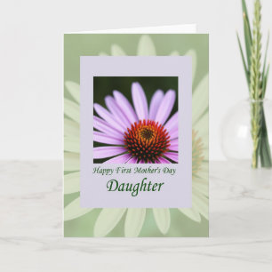 Tarjeta del primer día de las madres floral rayada