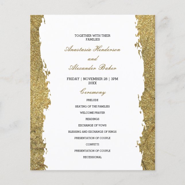 Tarjeta del Programa de Boda de Oro Presupuestaria (Frente)