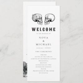 Tarjeta del programa de boda del cráneo gótico NOV