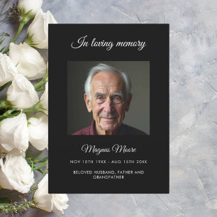 Tarjeta del programa funerario de fotos negras