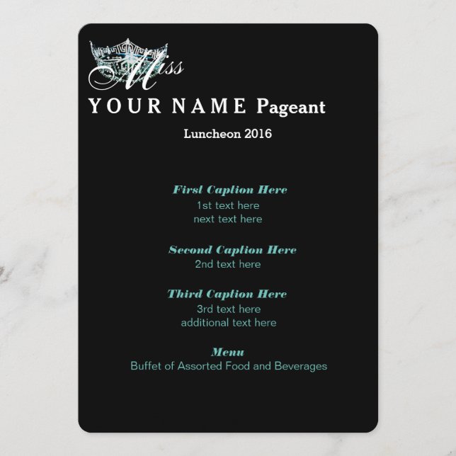 Tarjeta del programa Miss América Verde azulada Cr (Anverso)