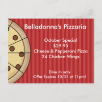 Tarjeta del promo de la postal de Pizzaria de la