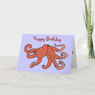 Tarjeta del pulpo del feliz cumpleaños CW