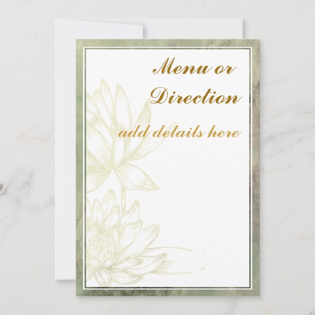 Tarjeta del recinto o del menú (Anverso)