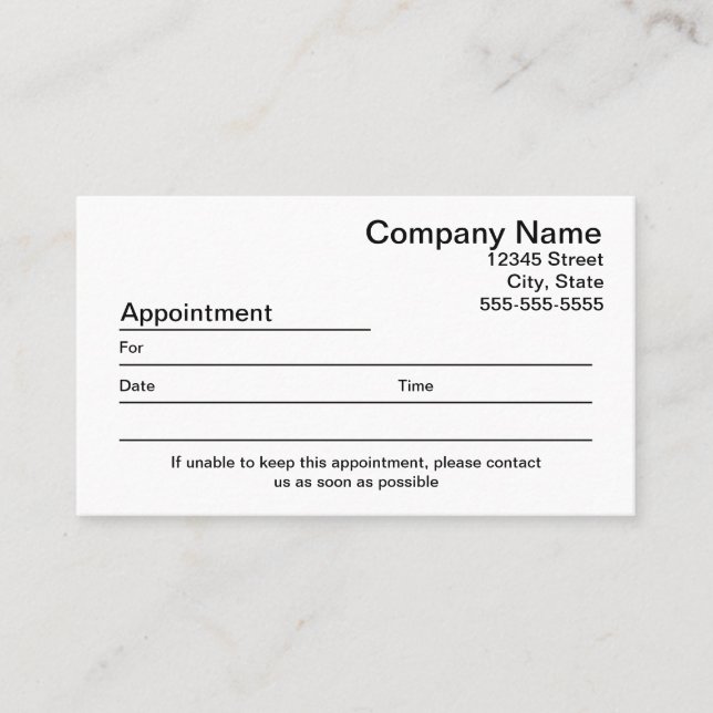 Tarjeta del recordatorio de la cita (Anverso)