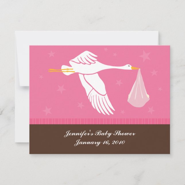 Tarjeta del registro de la cigüeña de Baby Shower (Anverso)
