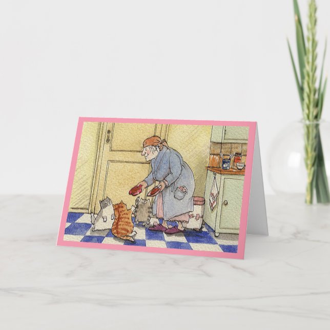 Tarjeta del retiro de los gatos de la abuelita (Anverso)