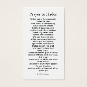 Tarjeta del rezo de Hades