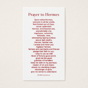 Tarjeta del rezo de Hermes