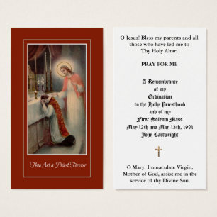 TARJETA DEL REZO DE LA ORDENACIÓN ANIVERSARY DEL