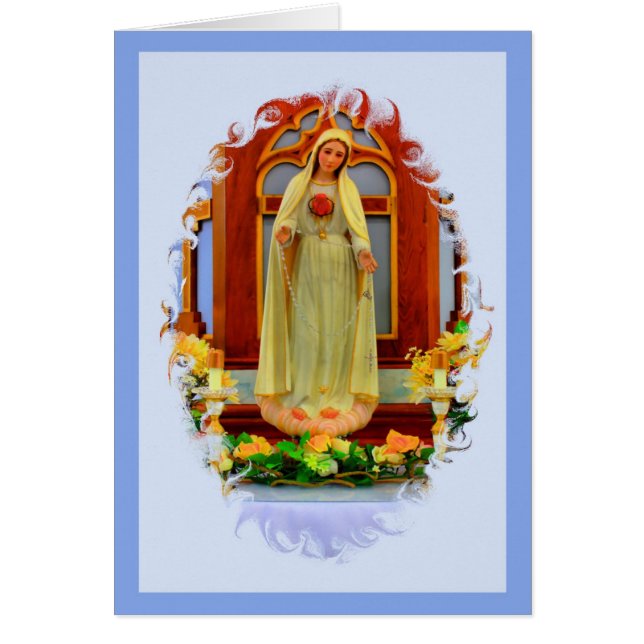 Tarjeta del rezo de Memorare - imagen de Fátima (Frente)