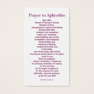 Tarjeta del rezo del Aphrodite